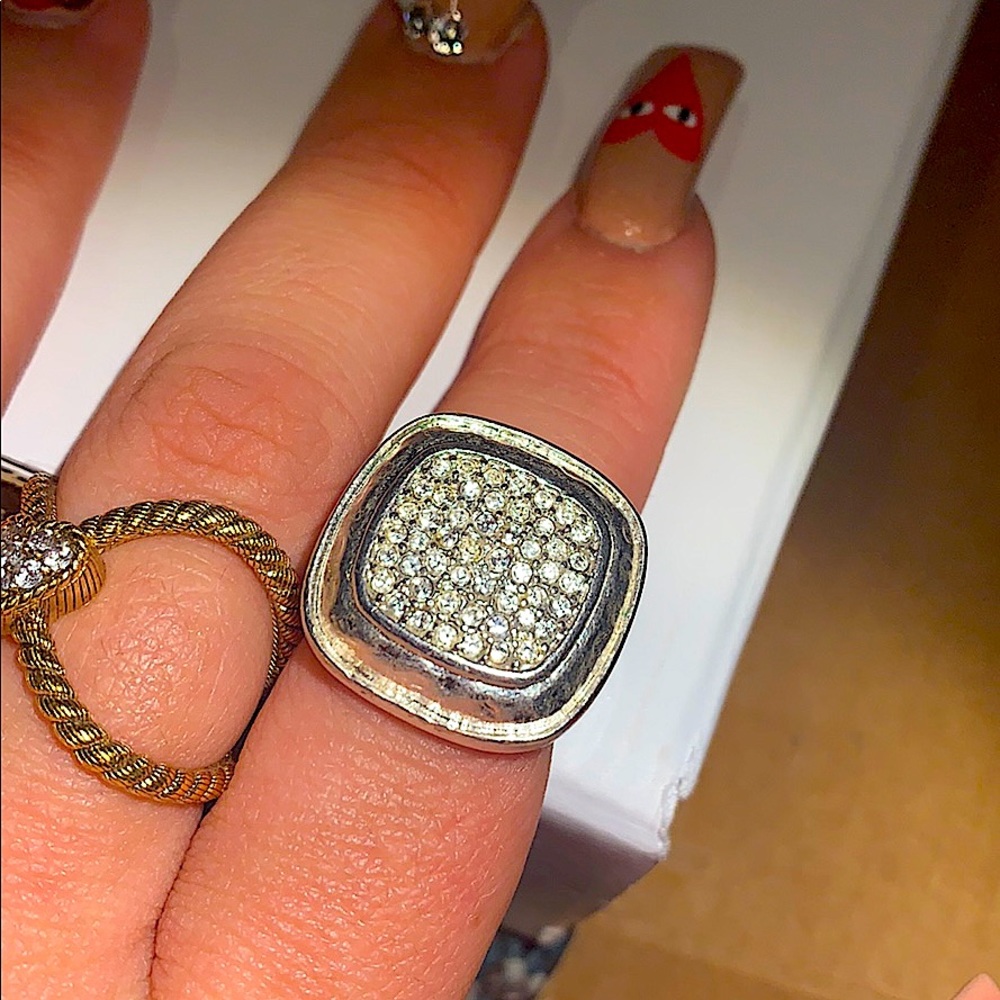 Lia Sophia Crystal Gemstone Silver Square